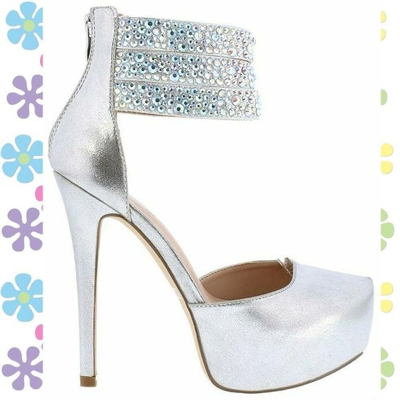 Shoes - Rhinestone Ankle Strap Wedding Bridal Platforms